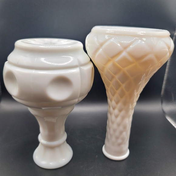 Vintage Small Milk Glass Bud Vases Set Of 2 - Picture 2 of 9